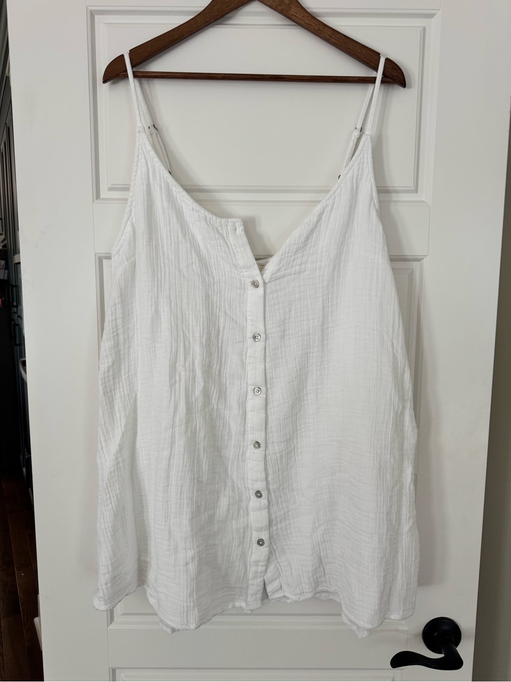 Rip Curl White Button-Front Gauze Cami